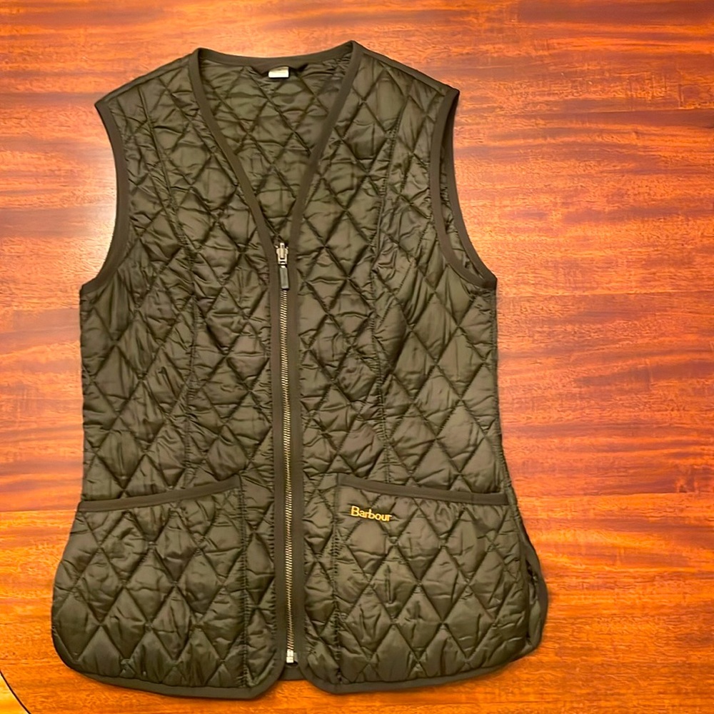 Quilted olive green Barbour vest